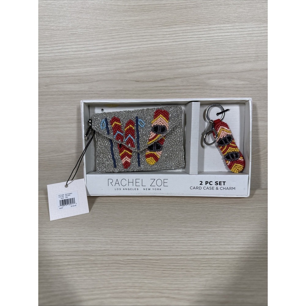 Rachel Zoe Beaded Winter Ski Gift Set Card Case With Charm Brand New With Tags